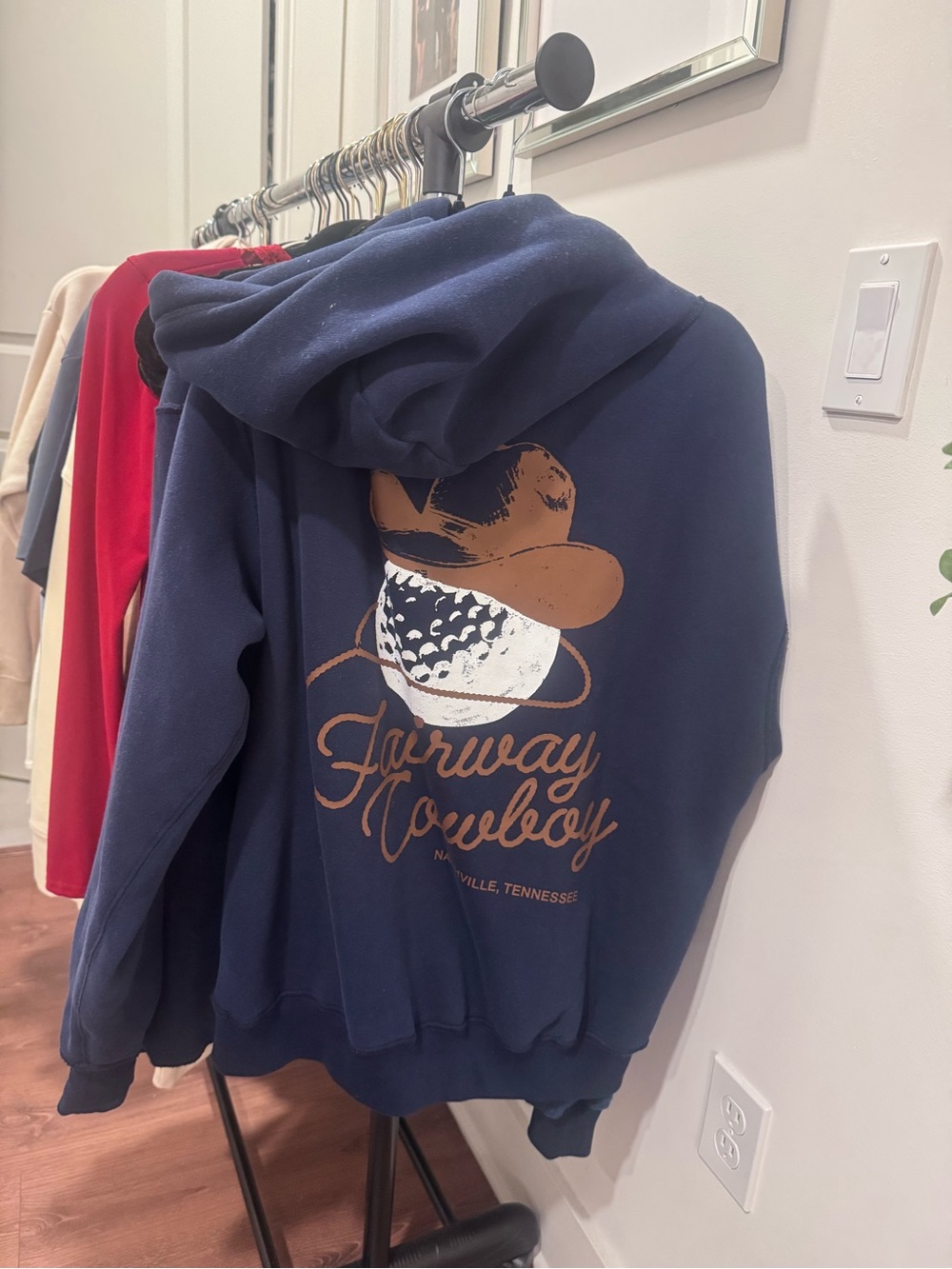 Tea Collection Navy Zip-Up Hoodie with Brown and White Graphic - Men